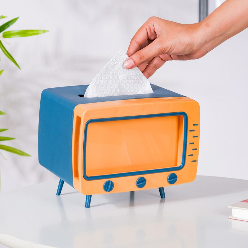 TV Tissue Box With Stand Blue - Tissue box and organizer | Home and room decor items