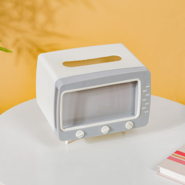 TV Tissue Box With Stand White