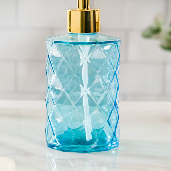 Ocean Blue Textured Glass Dispenser With Nozzle