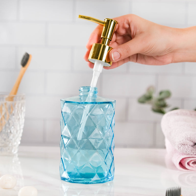 Ocean Blue Textured Glass Dispenser With Nozzle