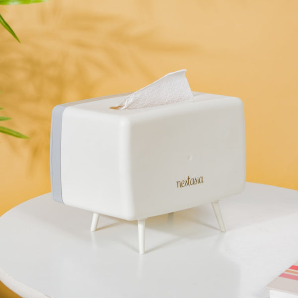 TV Tissue Box With Stand White