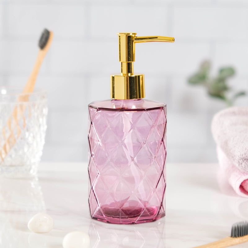 Majestic Purple Textured Glass Dispenser With Nozzle