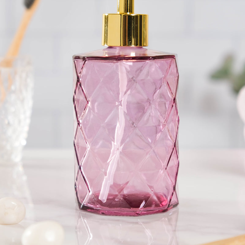 Majestic Purple Textured Glass Dispenser With Nozzle