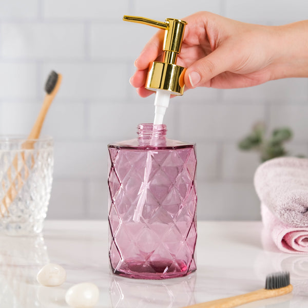 Majestic Purple Textured Glass Dispenser With Nozzle