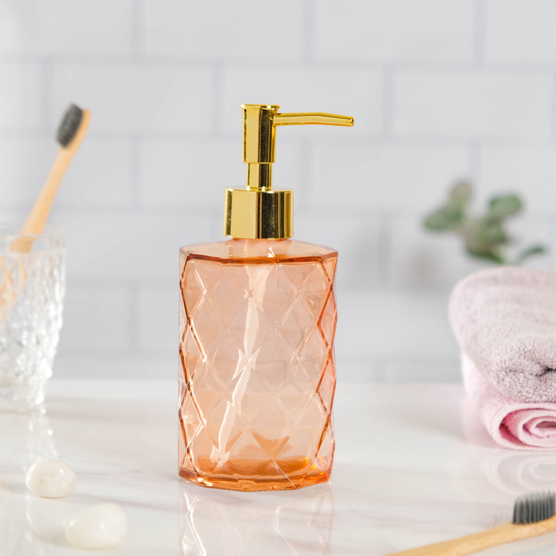 Caramel Amber Textured Glass Dispenser with Nozzle