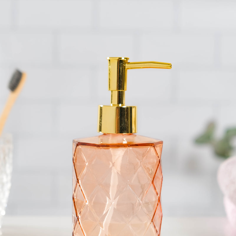 Caramel Amber Textured Glass Dispenser with Nozzle