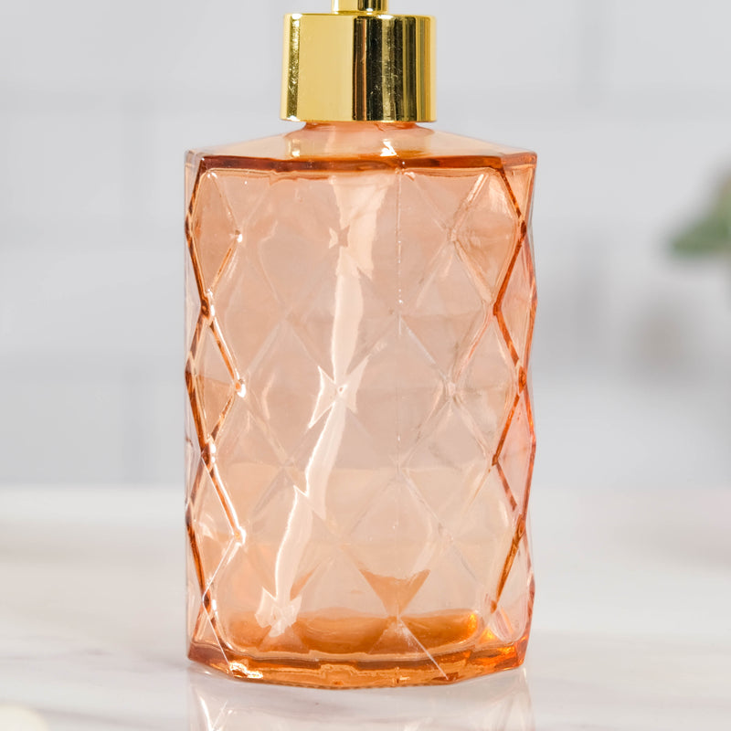 Caramel Amber Textured Glass Dispenser with Nozzle