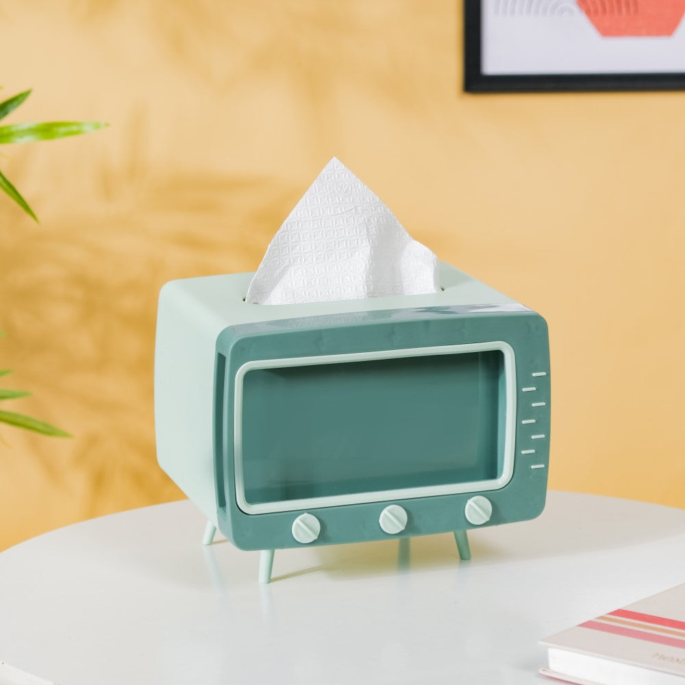 TV Tissue Box Green - Retro Style TV Tissue Box with Stand | Nestasia