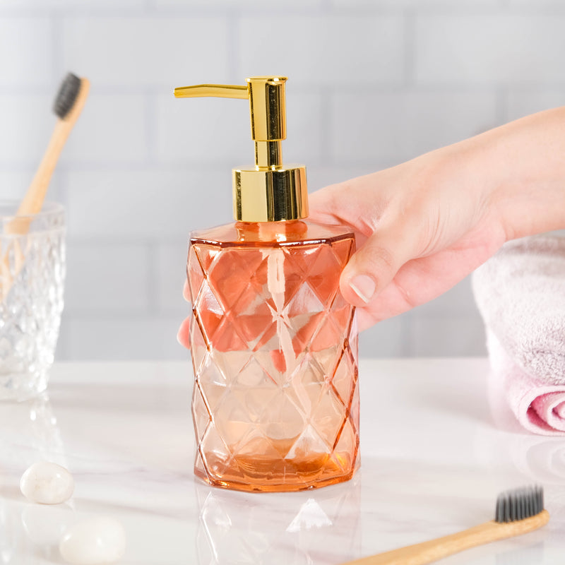 Caramel Amber Textured Glass Dispenser with Nozzle