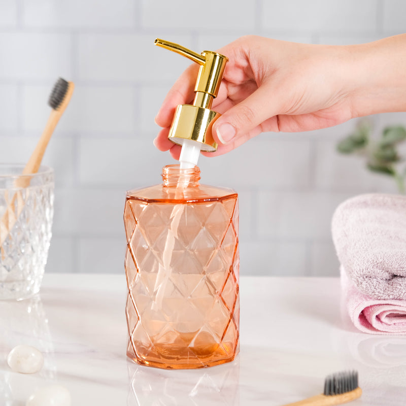 Caramel Amber Textured Glass Dispenser with Nozzle