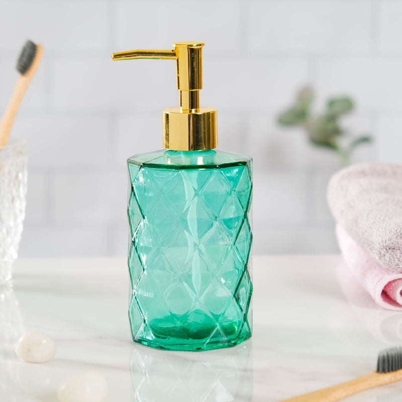 Lea Green Textured Glass Dispenser With Nozzle