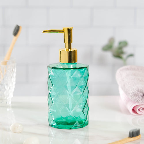 Lea Green Textured Glass Dispenser With Nozzle