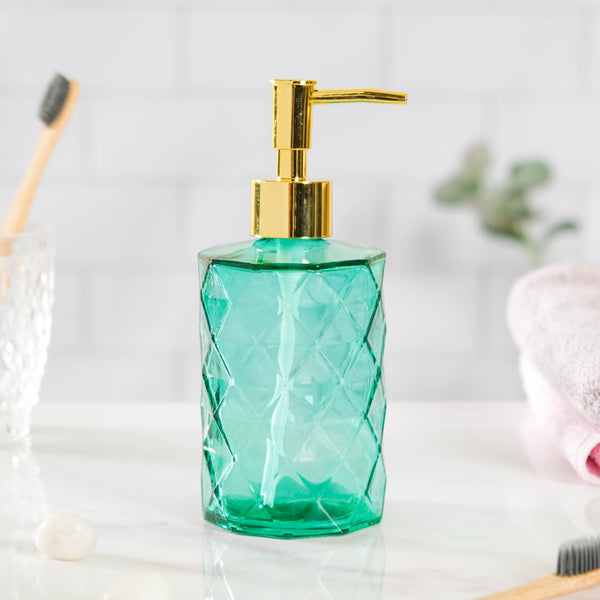 Lea Green Textured Glass Dispenser With Nozzle