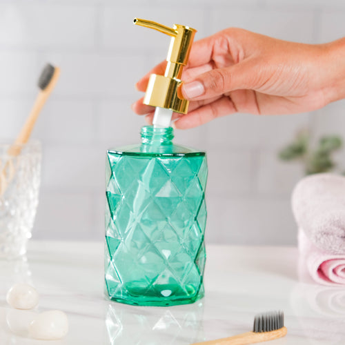 Lea Green Textured Glass Dispenser With Nozzle