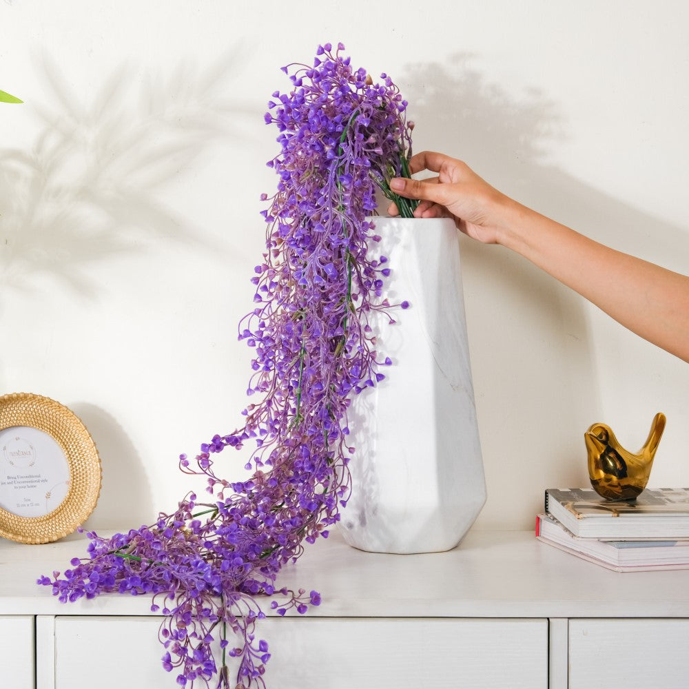 violet colour hanging plants Artificial Hanging Willow Flowers Bunch Purple Online - Premium Artificial Plant