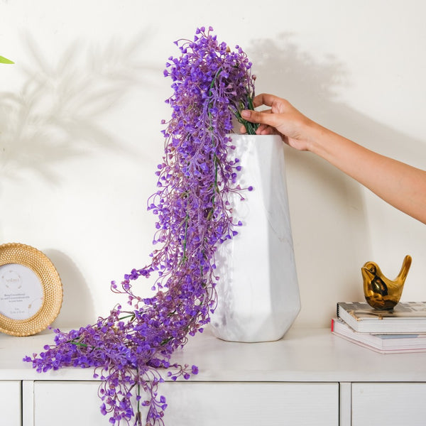 Artificial Hanging Willow Flowers Bunch Purple - Artificial Plant | Flower for vase | Home decor item | Room decoration item