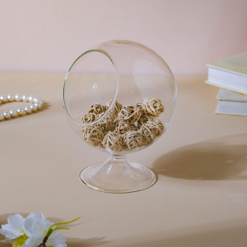 Glass Potpourri Bowl - Flower vase for home decor, office and gifting | Home decoration items