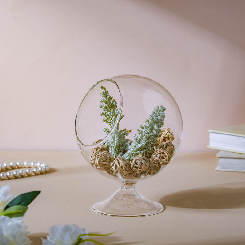 Glass Potpourri Bowl - Flower vase for home decor, office and gifting | Home decoration items