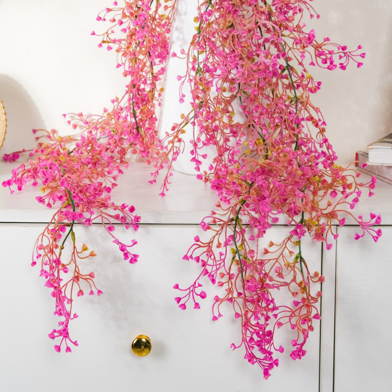 Artificial Hanging Willow Flowers Bunch Pink - Artificial Plant | Flower for vase | Home decor item | Room decoration item
