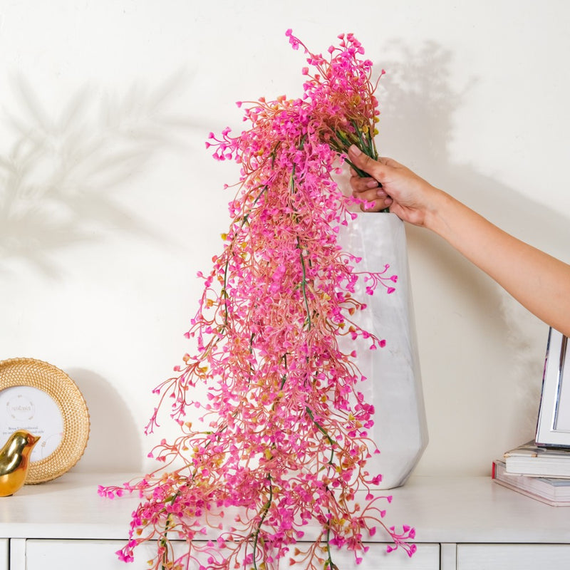 Artificial Hanging Willow Flowers Bunch Pink - Artificial Plant | Flower for vase | Home decor item | Room decoration item