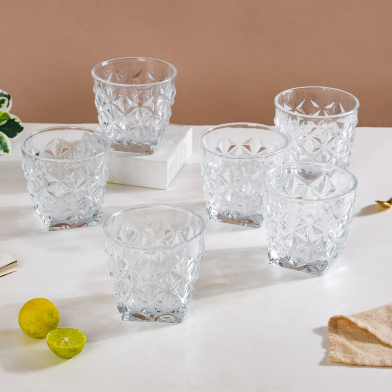 Diamond Cut Traditional Glass Set Of 6 300ml