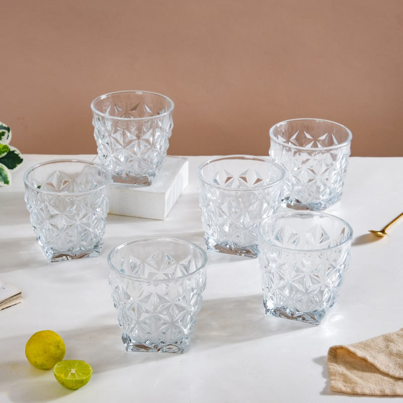 Diamond Cut Traditional Glass Set Of 6 300ml