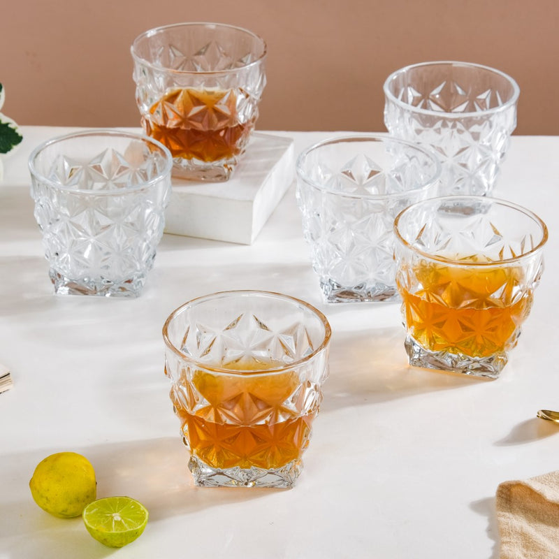 Diamond Cut Traditional Glass Set Of 6 300ml