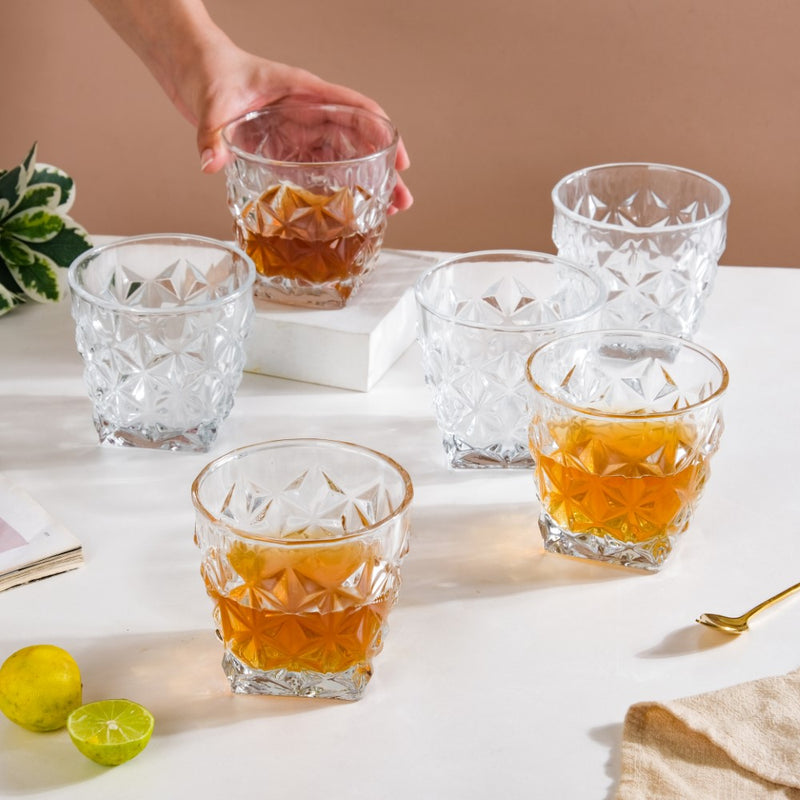 Diamond Cut Traditional Glass Set Of 6 300ml