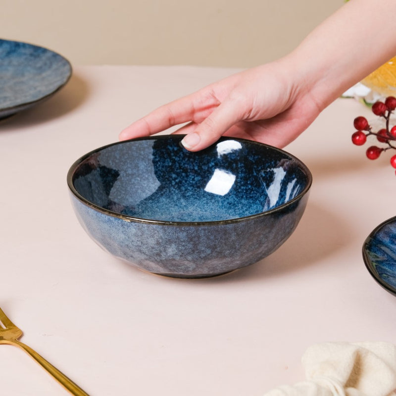 Sapphire Luxe Serving Bowl Blue 7 Inch 800 ml - Bowl, ceramic bowl, serving bowls, noodle bowl, salad bowls, bowl for snacks, large serving bowl | Bowls for dining table & home decor