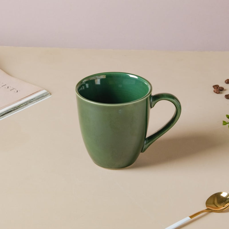 Forest Green Gloss Stoneware Coffee Mug 300 ml- Mug for coffee, tea mug, cappuccino mug | Cups and Mugs for Coffee Table & Home Decor