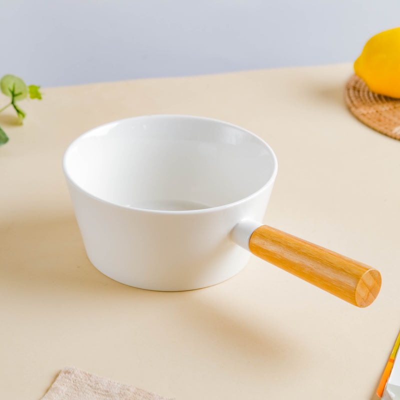 MAGNIFIQUE Bowl With Bamboo Handle Large - Soup bowl, serving bowls, noodle bowl, snack bowl, popcorn bowls | Bowls for dining & home decor