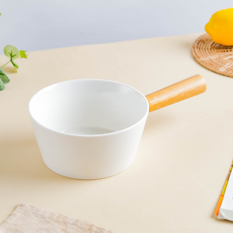MAGNIFIQUE Bowl With Bamboo Handle Large - Soup bowl, serving bowls, noodle bowl, snack bowl, popcorn bowls | Bowls for dining & home decor