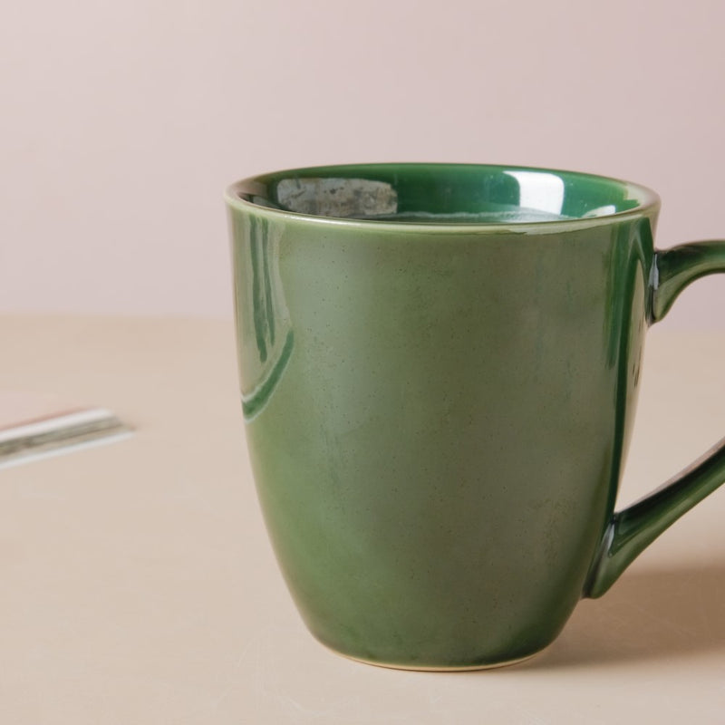 Forest Green Gloss Stoneware Coffee Mug 300 ml- Mug for coffee, tea mug, cappuccino mug | Cups and Mugs for Coffee Table & Home Decor