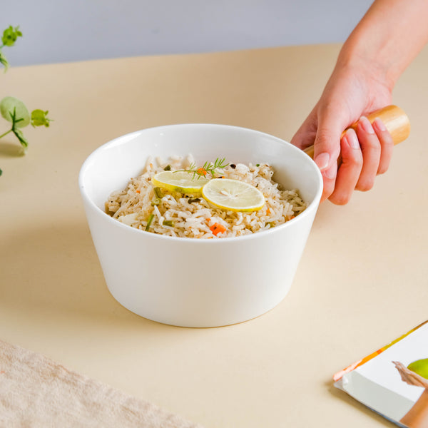 MAGNIFIQUE Bowl With Bamboo Handle Large - Soup bowl, serving bowls, noodle bowl, snack bowl, popcorn bowls | Bowls for dining & home decor