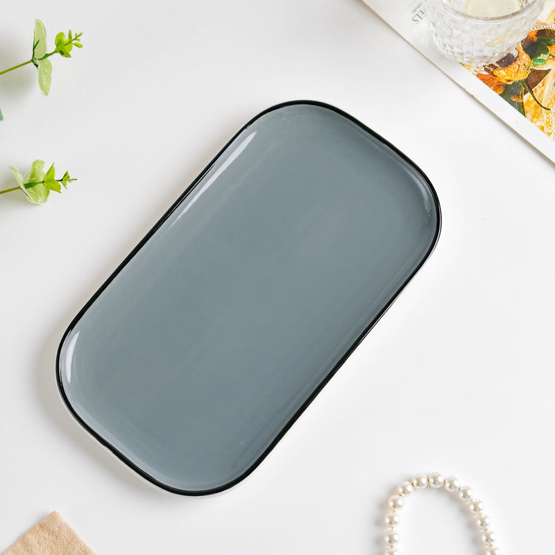 Cara Grey Ceramic Platter 9.5 Inch - Ceramic platter, serving platter, fruit platter | Plates for dining table & home decor