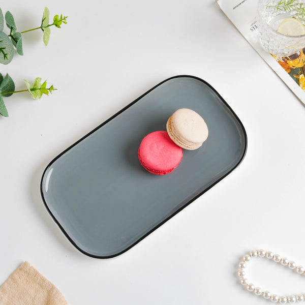 Cara Grey Ceramic Platter 9.5 Inch - Ceramic platter, serving platter, fruit platter | Plates for dining table & home decor