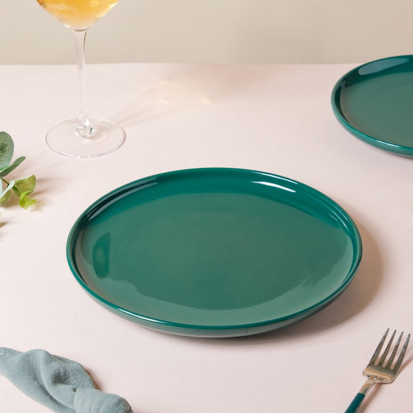 Verdant Round Ceramic Dinner Plate Green 9.5 Inch - Serving plate, snack plate, ceramic dinner plates| Plates for dining table & home decor