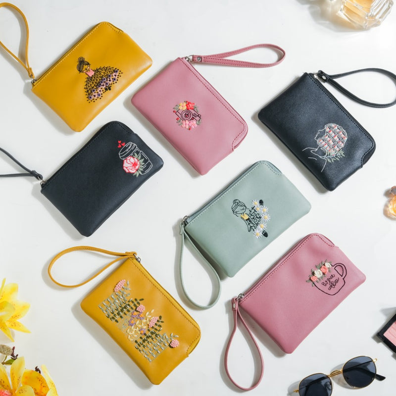 Fronds And Blooms Coin Pouch Yellow