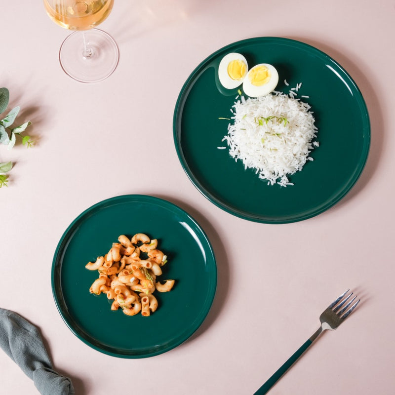 Verdant Round Ceramic Dinner Plate Green 9.5 Inch - Serving plate, snack plate, ceramic dinner plates| Plates for dining table & home decor