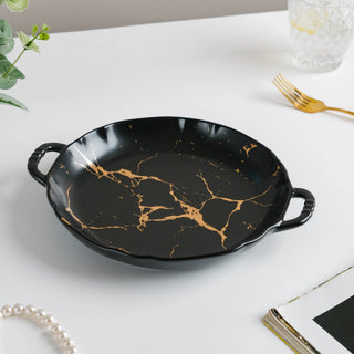 Marble Plate With Handles 8.5 Inch Black