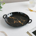 Marble Plate With Handles 8.5 Inch Black - Ceramic platter, serving platter, fruit platter | Plates for dining table & home decor