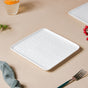 Frore Textured Square Ceramic Snack Plate White 8 Inch - Serving plate, snack plate, dessert plate | Plates for dining & home decor