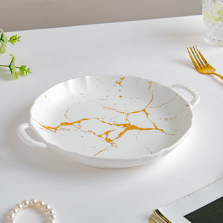 Marble Plate With Handles 8.5 Inch