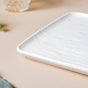 Frore Textured Square Ceramic Snack Plate White 8 Inch - Serving plate, snack plate, dessert plate | Plates for dining & home decor