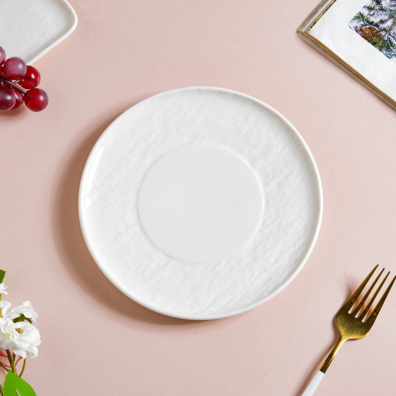 Frore Textured Round Appetiser Plate White Small 7 Inch - Serving plate, snack plate, dessert plate | Plates for dining & home decor