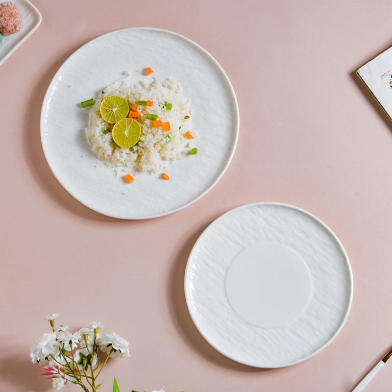 Frore Textured Round Appetiser Plate White Small 7 Inch - Serving plate, snack plate, dessert plate | Plates for dining & home decor