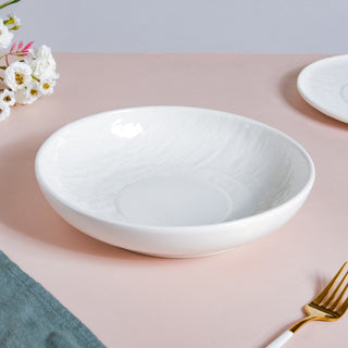 Frore Textured Ceramic Deep Dish White 8.5 Inch