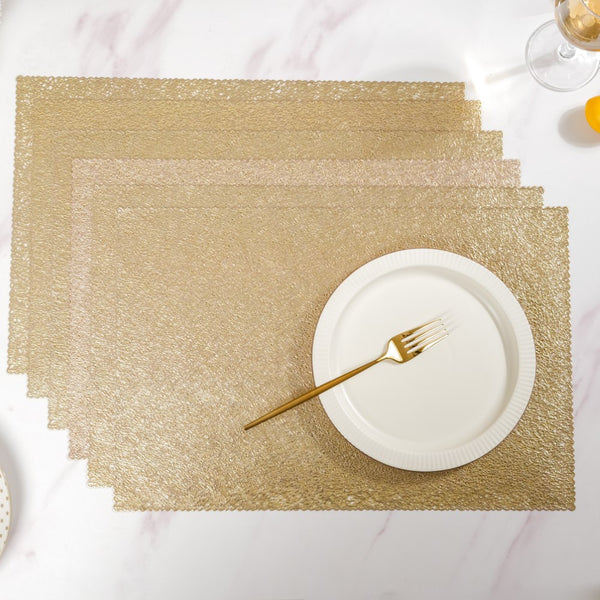 Mesh Table Mat Gold Set Of 6 17x11 Inch