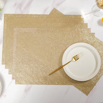 Mesh Table Mat Gold Set Of 6 17.5x11.5 Inch