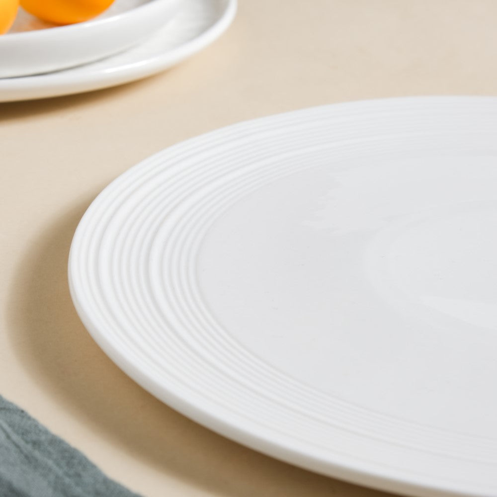 Serena Textured Ceramic Dinner Plate White 10 Inch